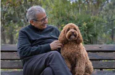 Illustration of people spending time with a Cockapoo at home or outdoors